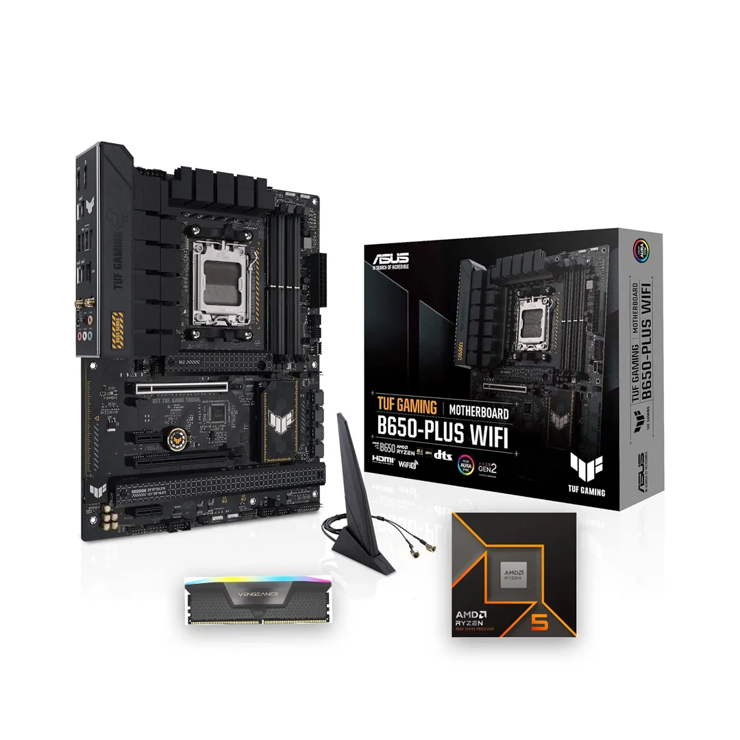 Kit scheda madre – processore – RAM : Asus TUF Gaming B650-Plus WiFi – Ryzen 5 9600X – 16GB DDR5 6000mhz